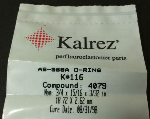 Kalrez o-ring k# 116 dupont 3/4  x 15/16 x 3/32 inches as-568a 4079  new for sale