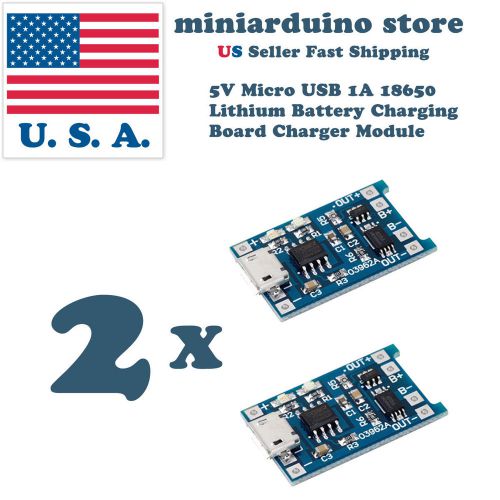 2pcs 5V Micro USB 1A 18650 Lithium Battery Charging Board Charger Module TP4056