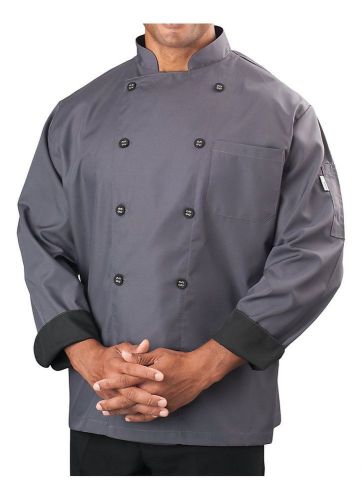 Mens Long Sleeve Active Chef Coat Slate with Black Accent XX-Large