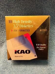Sealed NEW  KAO MF2HD  10 High Density 3.5&#034; Diskettes IBM Formatted