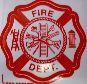 FIRE DEPT  3&#034; 3M  RED WHITE DECAL STICKER