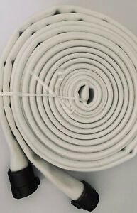 White 1 1/2&#034; x 50&#039; Double Jacket Fire Hose (Alum NH Couplings) (NST Threads)