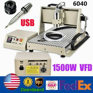 USB 1500W CNC Router 6040T 3Axis 3D Engraver Engraving Metal Milling Machine VFD