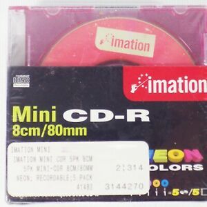 imation Mini CD-R 80mm 5 pack Neon Colors 185MB 21 MIN