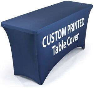 6&#039; Fitted Trade Show Display Booth Table Cloth Dye-Sub Printing Full-Colors