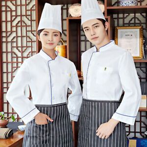 Chef Jacket with Long Sleeve Hotel Kitchen Cook Clothes for Men Women L-3XL