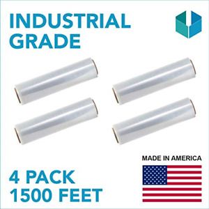 18&#034;x 1500 FT Roll - 80 Gauge Thick + Hybrid Technology, 4 Pack. Stretch wrap &amp;