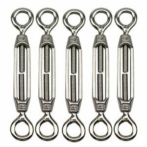 M4 Stainless Steel 304 Eye &amp; Eye Turnbuckle Wire Rope Tension 5Pcs