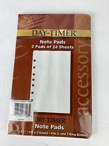 Day-Timer Organizer Refill Lined Pages 2 pads  5.5x8.5 Fits 3 and 7 ring #87228