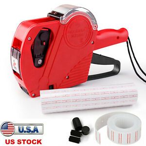 MX-5500 8 Digits EOS Price Tag Gun +5500 White w/ Red lines sticker labels + Ink
