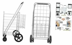UPGRADED XL Shopping Cart with Wheels, Metal Grocery Cart, Shopping Cart for