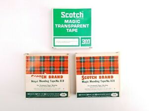 Lot Of 3 Scotch Magic Tape 1&#034; x 2592&#034; Inches Vintage NOS 3M Rolls (810)