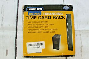 Lathem Time Expanding Time Card Rack 25 Pocket for 7&#034; Cards Wall Mount Black NEW
