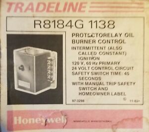 Honeywell R8184G  Oil Burner Control 120V/60Hz, 24V -NEW in Box