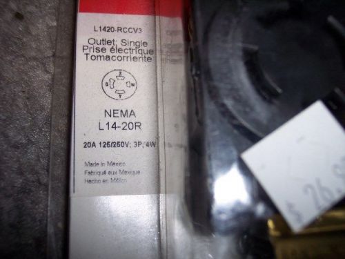 Nema l14-20r plug in 20 amp 125/250v 3p 4w turnlok receptacle pass &amp; seymour for sale