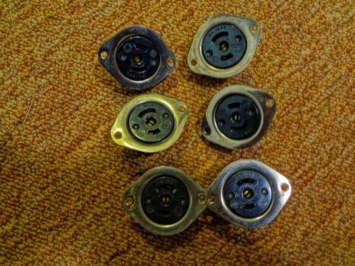 NEW Hubbell 7596 Lot of 6 Midget Twist Lock 3 Wire Connector Body 15A. 125V.