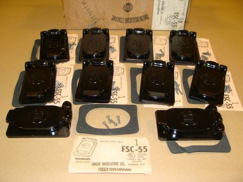 (10) sylvania t&amp;b fsc-55 non metalic weather proof toggle switch covers black for sale
