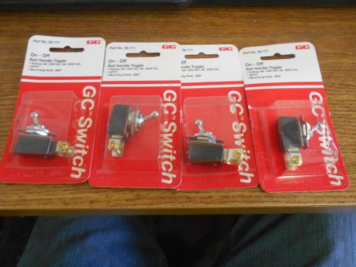 NEW GC ON OFF BALL HANDLE TOGGLE 6A 125V LOT OF 4 35-171