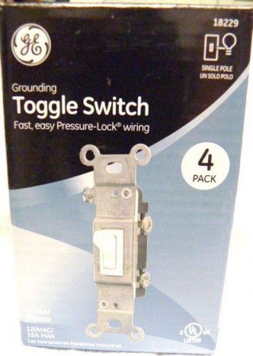 GE Grounding Toggle Switch,Single Pole, Ivory, 4 Pack
