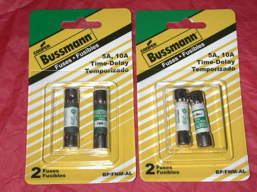 2 packs cooper bussmann 5 amp &amp; 10 amp fuse pairs 2 sets fnm-al time delay for sale