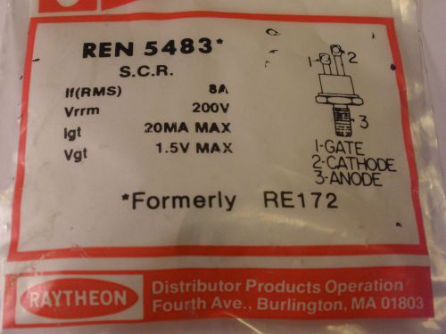 RAYTHEON REN 5483 (NTE5483) SILICON CONTROLLED RECTIFIER, SCR, 8AMP AT 200 VOLTS