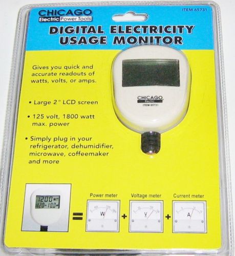 New Chicago Electric Digital Electricity Usage Monitor 2&#034; LCD Screen #65731