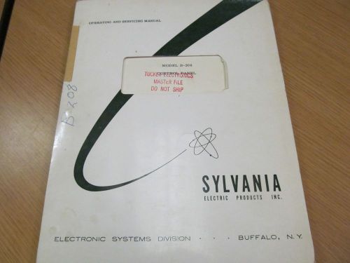 Sylvania B-208 Control Panel Instruction Manual w/ Schematics 44539