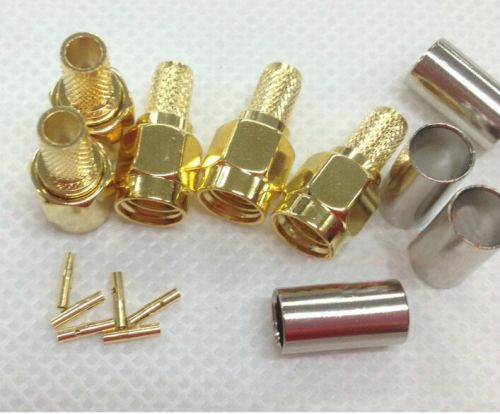 100set Copper RP-SMA Male PLUG Coaxial Connector for RG58 LMR195 Crimpers Cables