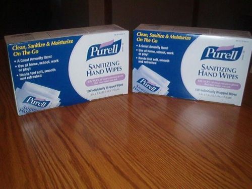 TWO (2)x 100 PURELL Sanitizing Hand Wipes Each Individually Wrapped 200 TOTAL