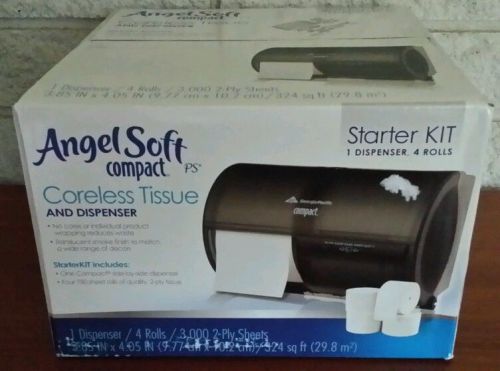 Angel soft compact careless tissue &amp; 1 dispenser starter kit 4 rolls NIB