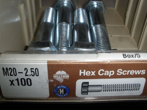 Hillman M20-2.50 X 100mm Hex head cap screw bolts zinc (5) total grade 8.8