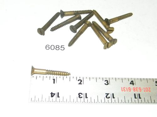 #10 x 1 1/2 slotted flat head solid brass wood screws vintage qty 10 for sale