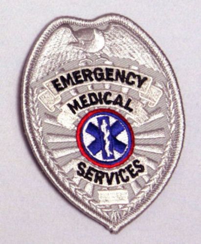 EMS EMT Emergency Medical Services Badge Shield Uniform Hat Shirt Patch Silver
