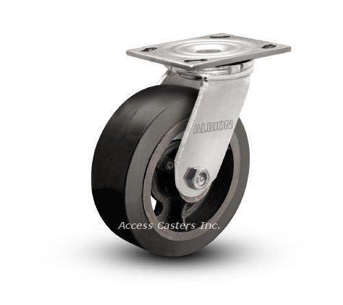 16MR05201S 5&#034; x 2&#034; Albion Swivel Plate Caster, Rubber Wheel, 450 lbs Capacity