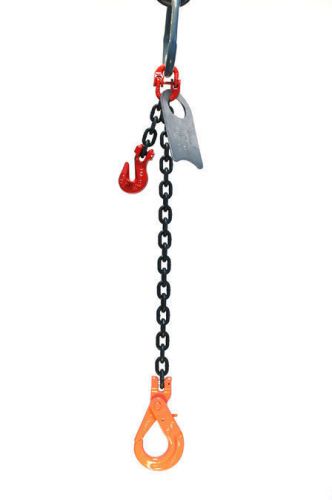 9/32&#034; 5 Foot Grade 80 SOPLa Single Leg Lifting Chain Sling Positive Locking Hook