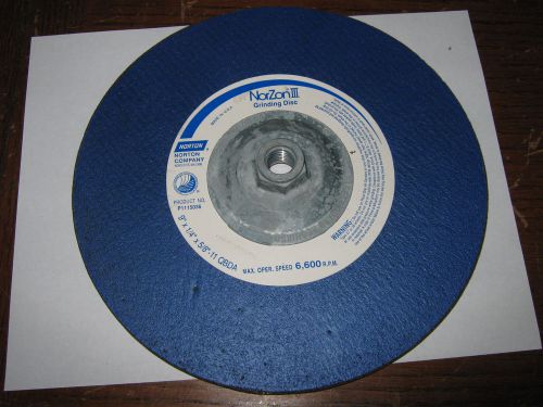 1 pc Norzon III Grinding Disc, 9&#034; x 1/4&#034; x 5/8&#034;-11, Type 27 or 28 Wheels, New