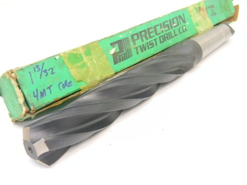 New surplus ptd usa precision 1-13/32&#034; taper shank core twist drill 1.4062&#034; #4mt for sale
