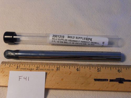 1 new carbide endmills 1/2&#034; dia. 1/2&#034; sh. 2 flute. ex-long. ball coated f41 for sale