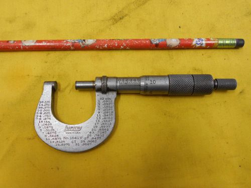 0 - 1&#034; micrometer .0001&#034; precision machinist tool lufkin usa no. 1641v car tip for sale