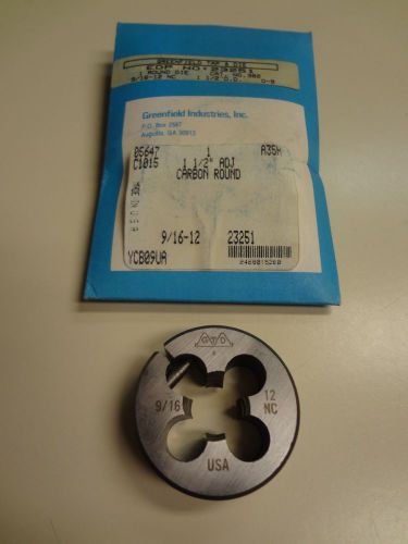 9/16-12 X 1-1/2&#034; OD ROUND ADJUSTABLE DIE-NEW Made in USA (Greenfield Ind.)
