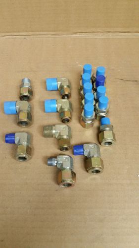 18 Assorted Parker Tube Fitting Elbows, Unions and Connector fittings steel