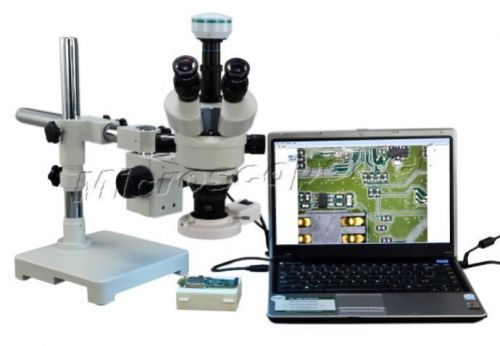 Boom stand microscope 3.5x-90x+2mp camera+8w ring light for sale