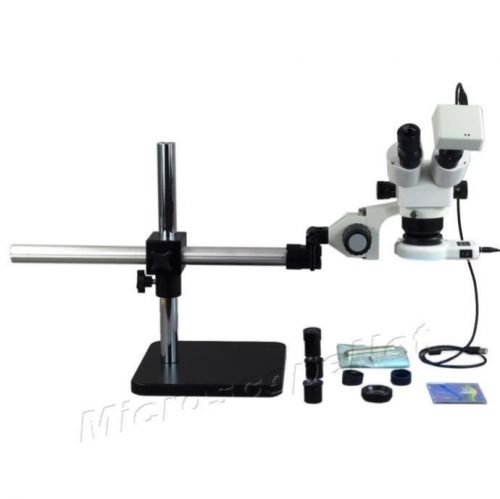 5x-80x boom stand zoom stereo microscope with 1.3mp camera +54 led light for sale