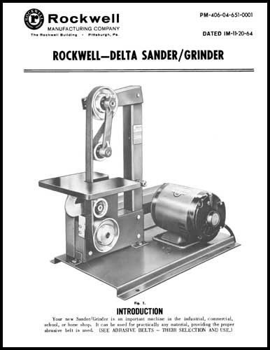 Rockwell delta 1 inch sander grinder manual for sale