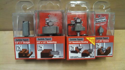 Lot of Vermont American ROUTER BITS 1/4&#034; Shank Carbide Tip ALL BUT ONE NEW