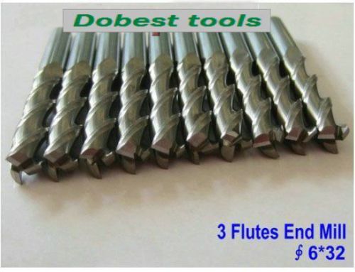 2pcs 6*32mm Three Flutes Carbide Cutters, End Mill Tools,CNC Router bits