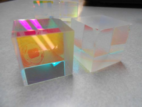 27 x 27 x 25 mm lightwave cross dichroic optical glass cube with imperfections for sale