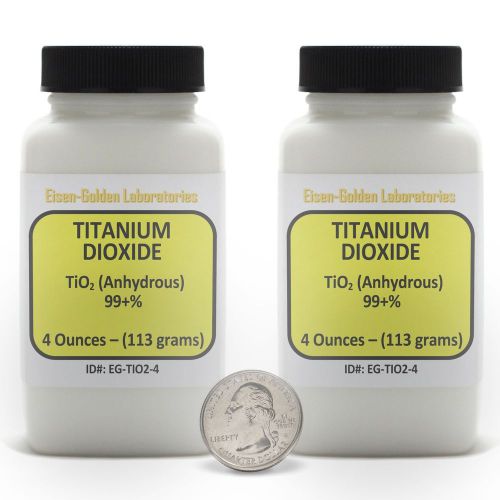 Titanium Dioxide [TiO2] 99.+% ACS Grade Powder 8 Oz in Two Easy-Pour Bottles USA