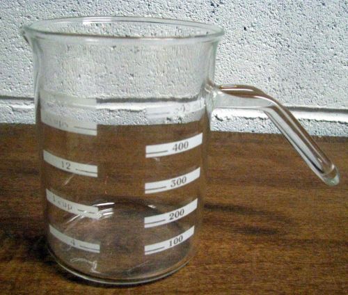 Vintage 18 oz 500 ml 2 cup glass lab beaker w/ handle for sale