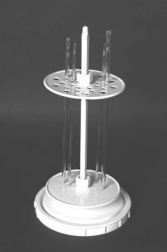 Vertical polypropylene pipette stand holds 28 pipets for sale
